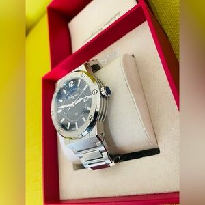 Salvatore Ferragamo Silver Men's Steel Bracelet Watch with Black Dial